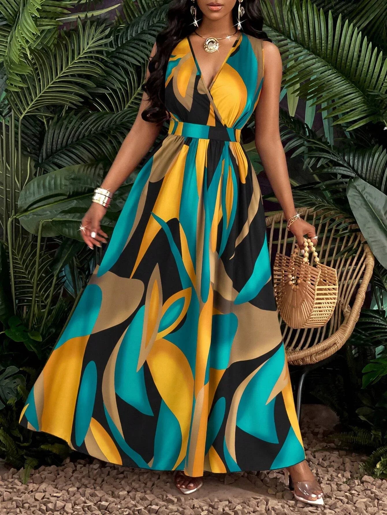 Abstract Print Beach Dress