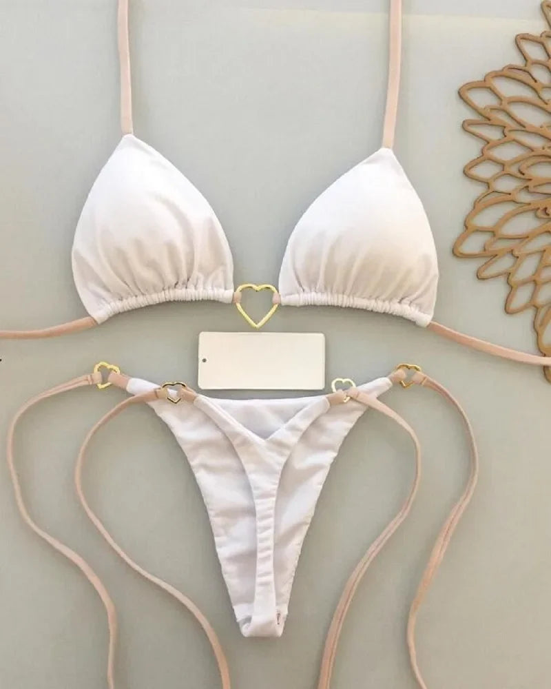 Solid Color Halter Bikini