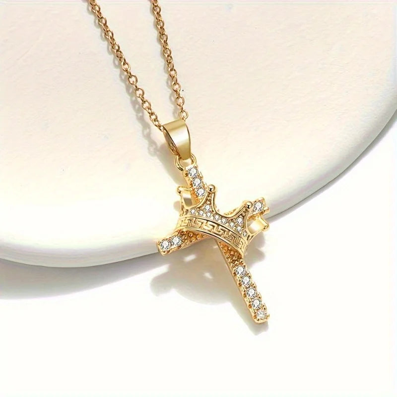 Hip-hop Crown Cross Pendant