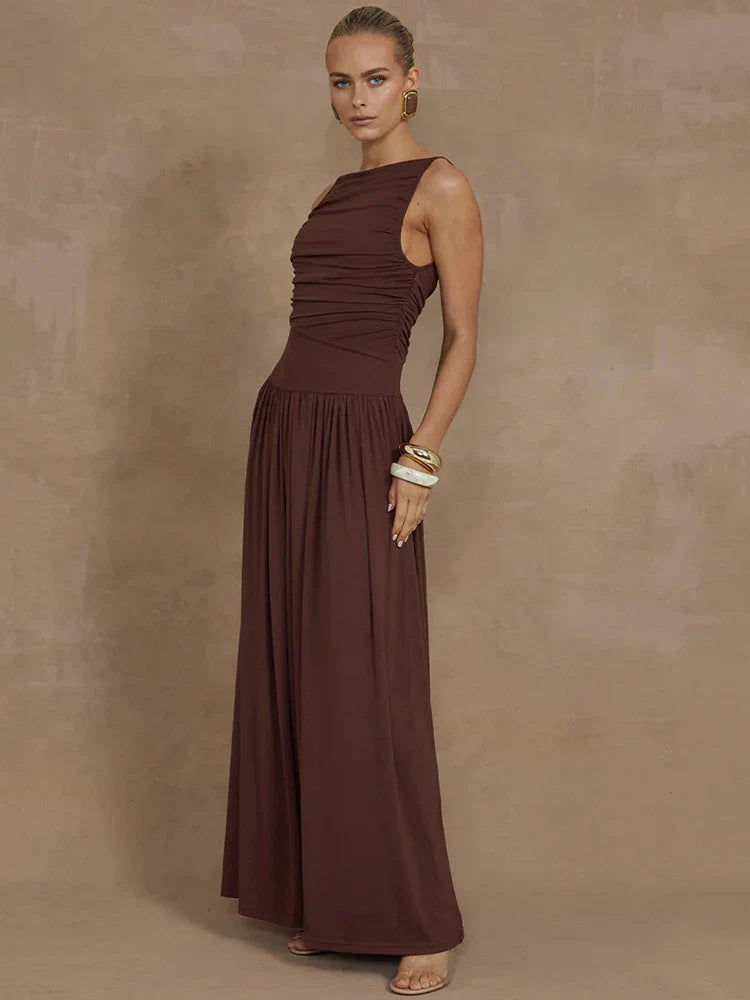 Boat Neck Long Fashion Dress