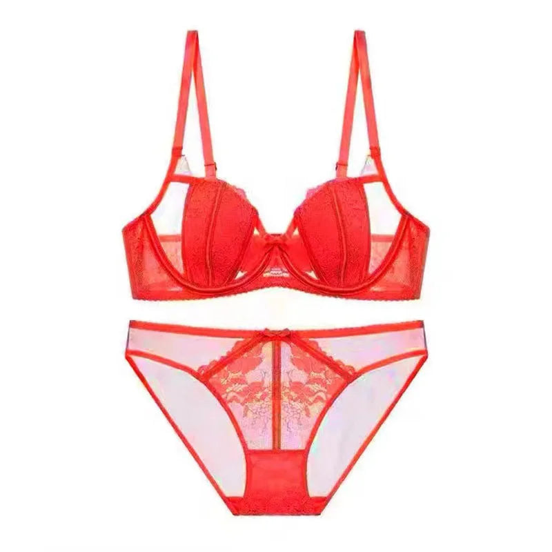 Ultrathin Hollow Lace Bra & Panties Set
