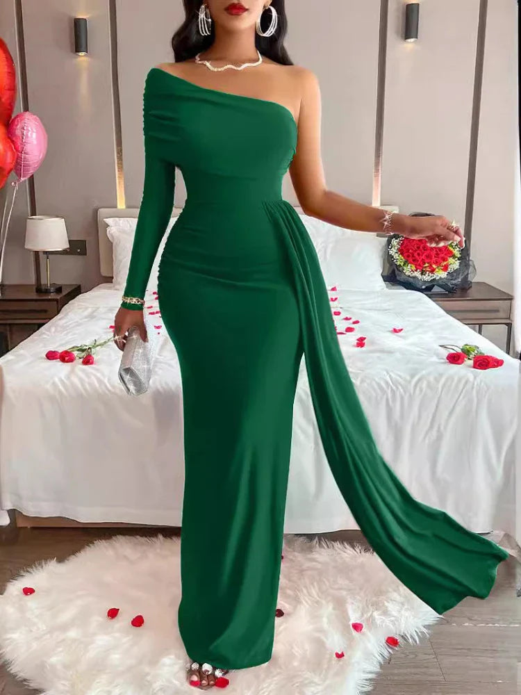 Elegant One-Shoulder Gown