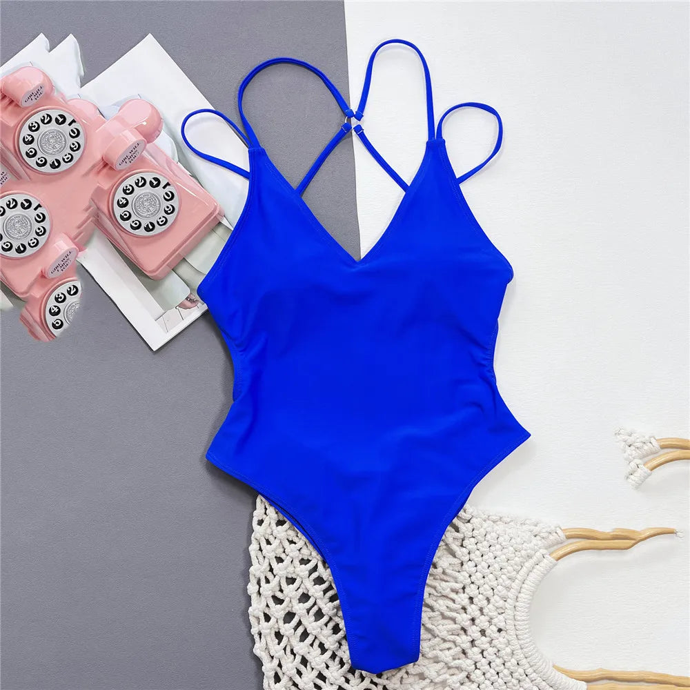 Solid Blue One-Piece