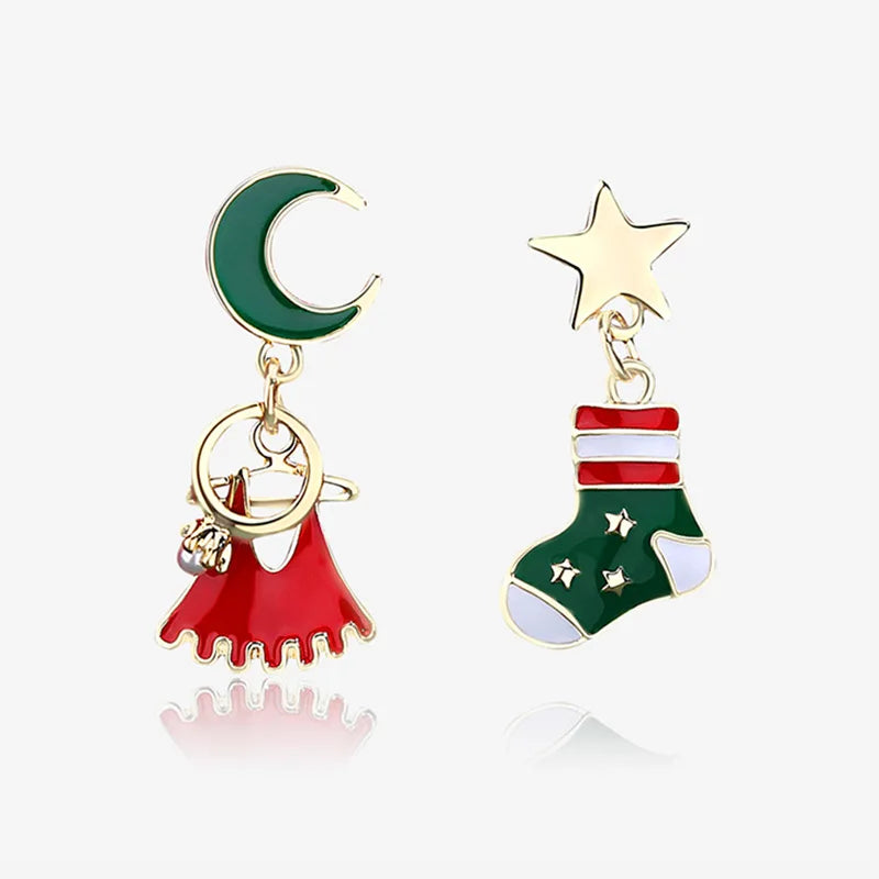 Christmas Green Bowknot Bell Earrings