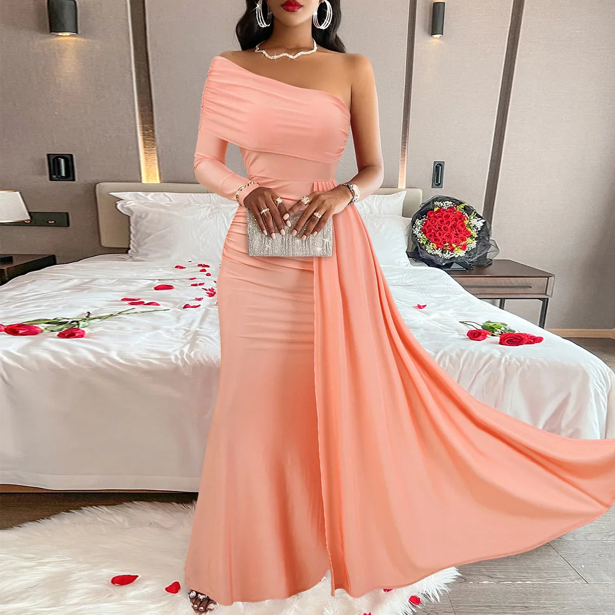 Elegant One-Shoulder Gown