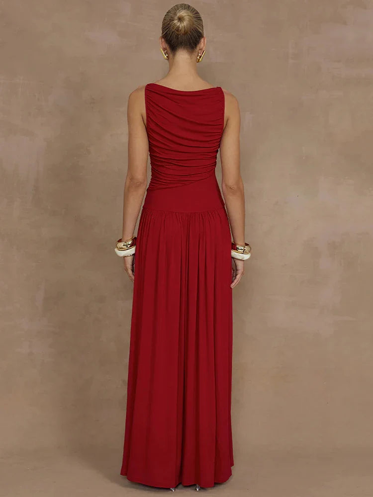 Boat Neck Long Fashion Dress