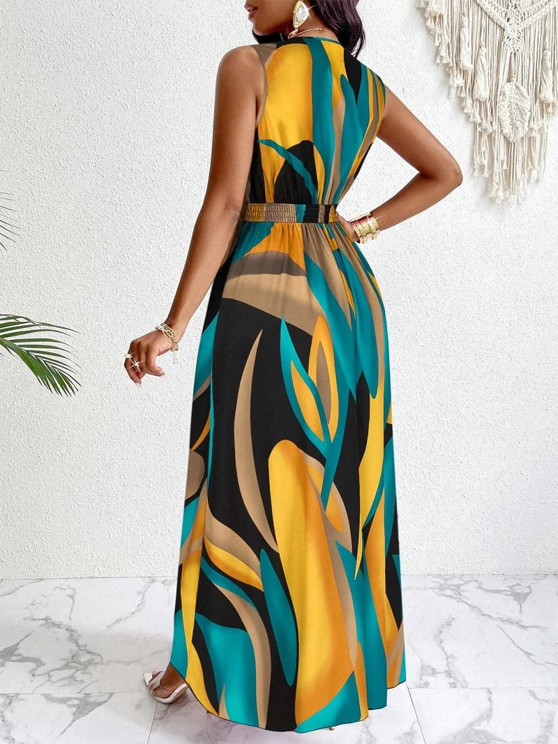 Abstract Print Beach Dress