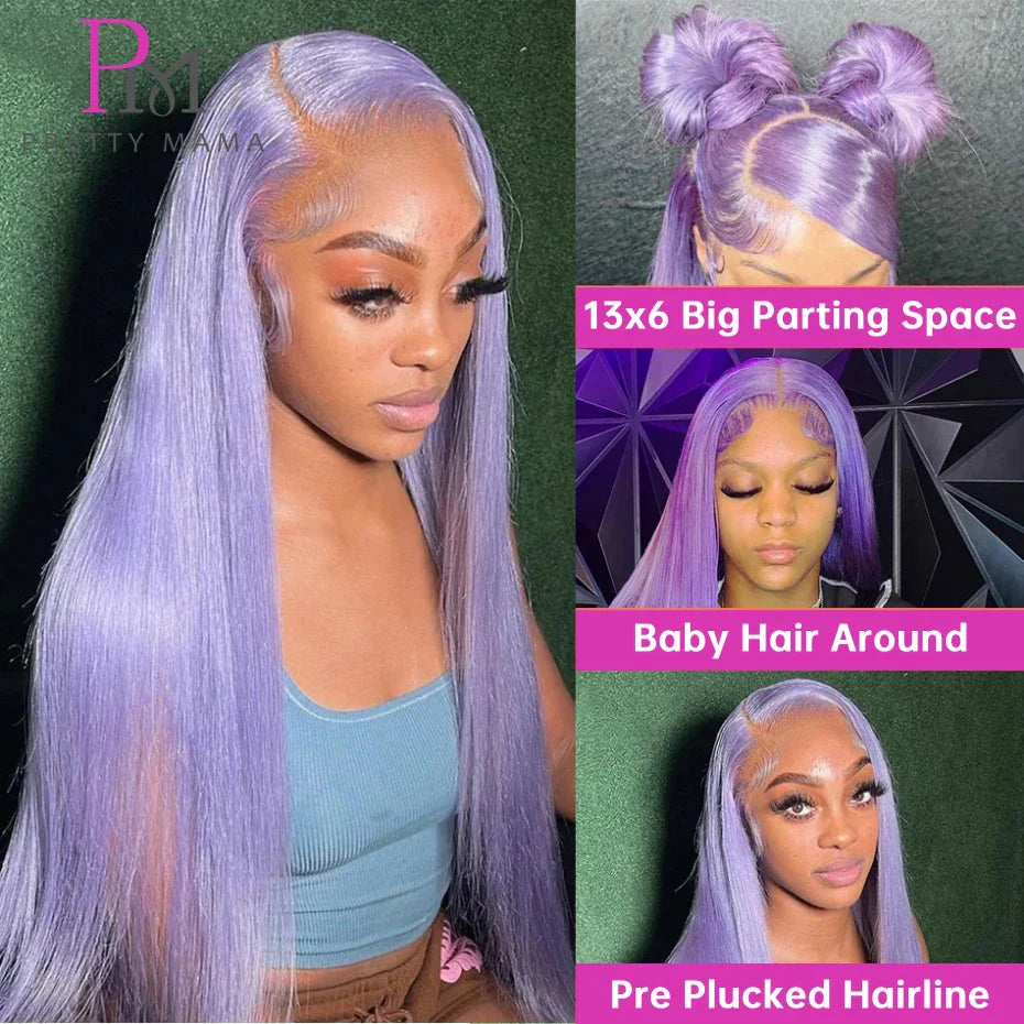 Purple Straight Lace Wig