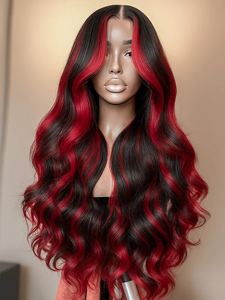 Red Highlight Human Hair Wig