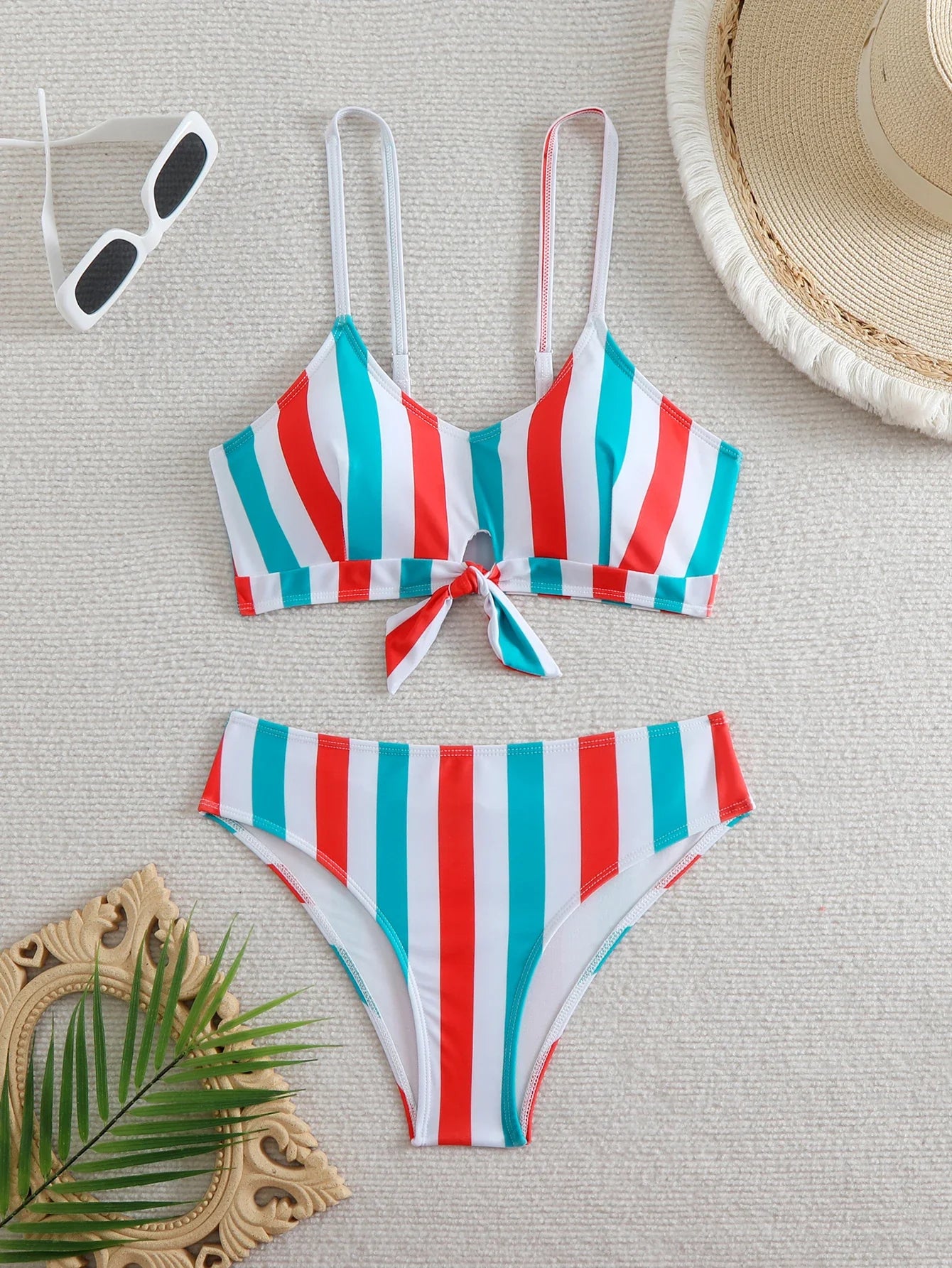 Strappy Striped Swimwear for Women