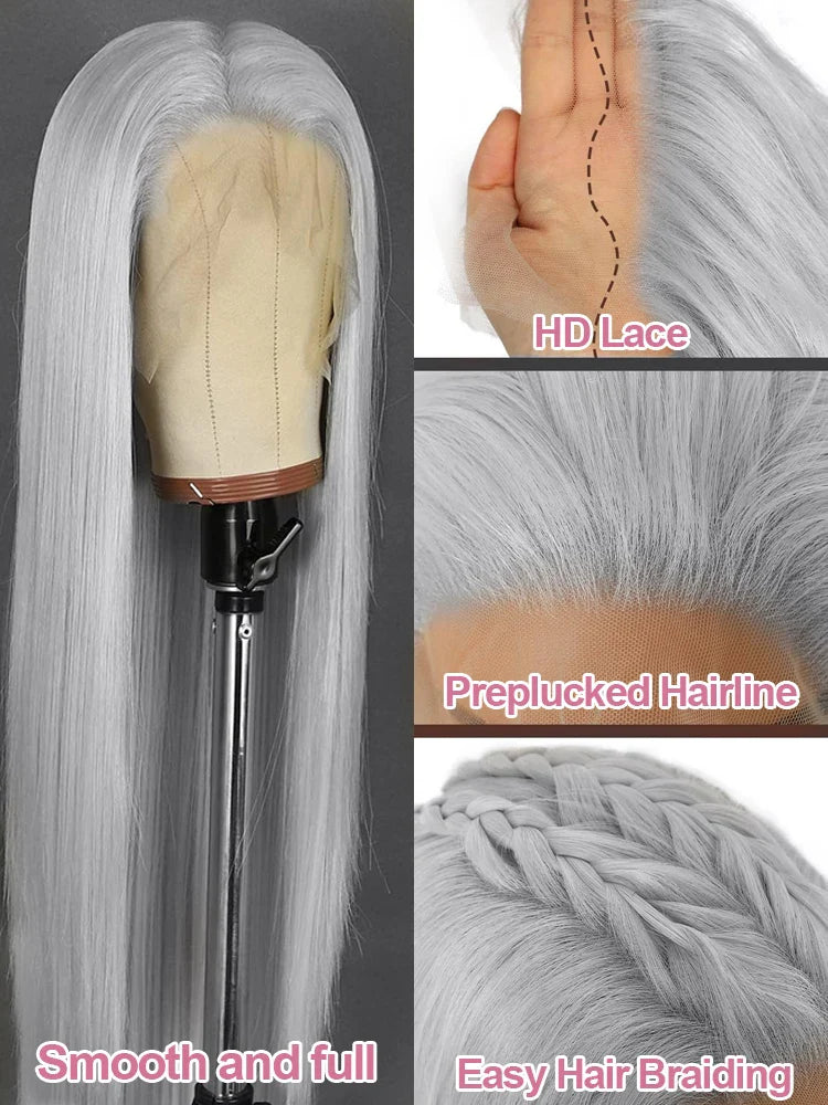 Straight Silver Lace Wig
