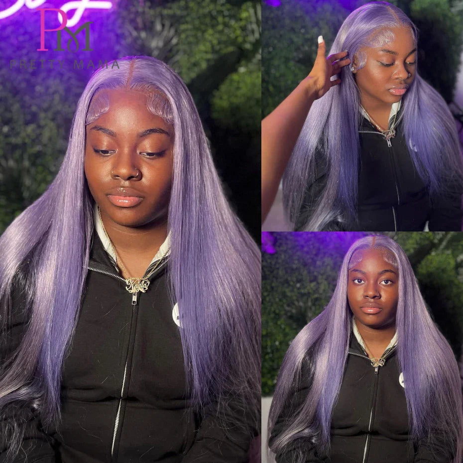 Purple Straight Lace Wig