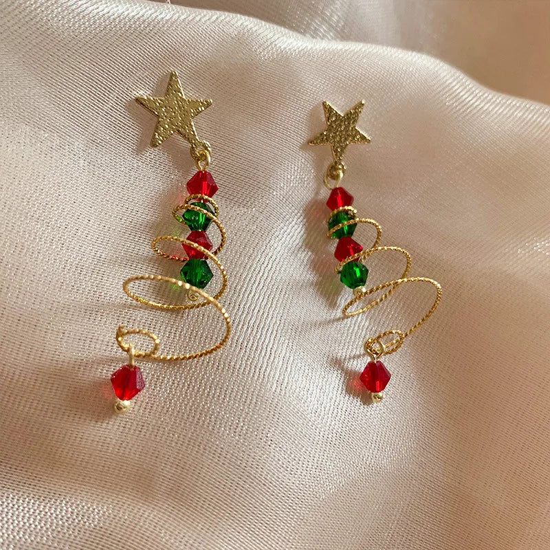 Christmas Green Bowknot Bell Earrings