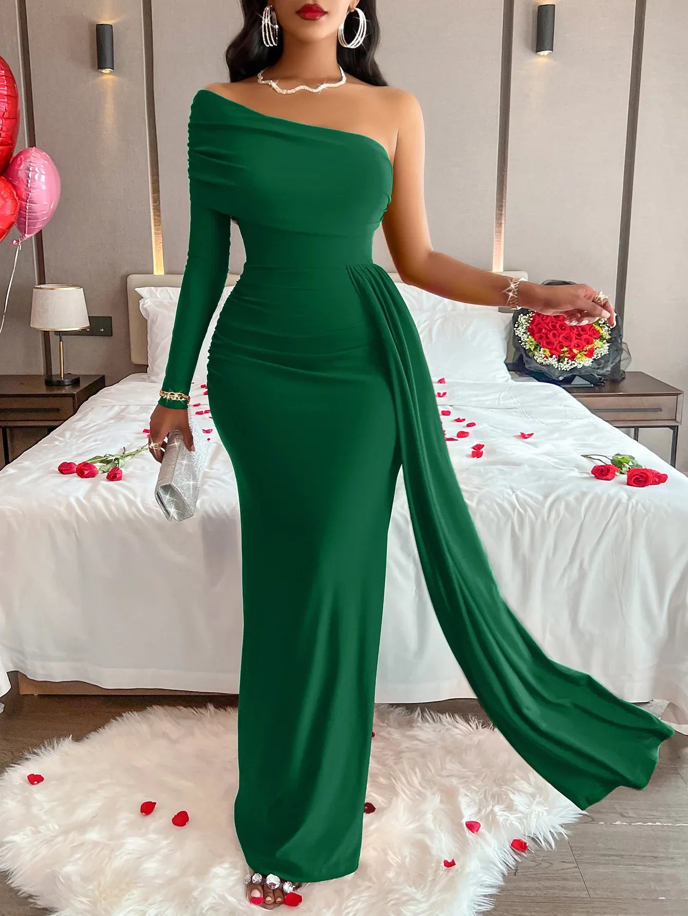 Elegant One-Shoulder Gown