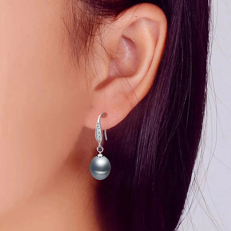 Silver Pearl Drop Earring