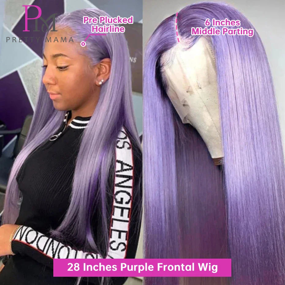 Purple Straight Lace Wig