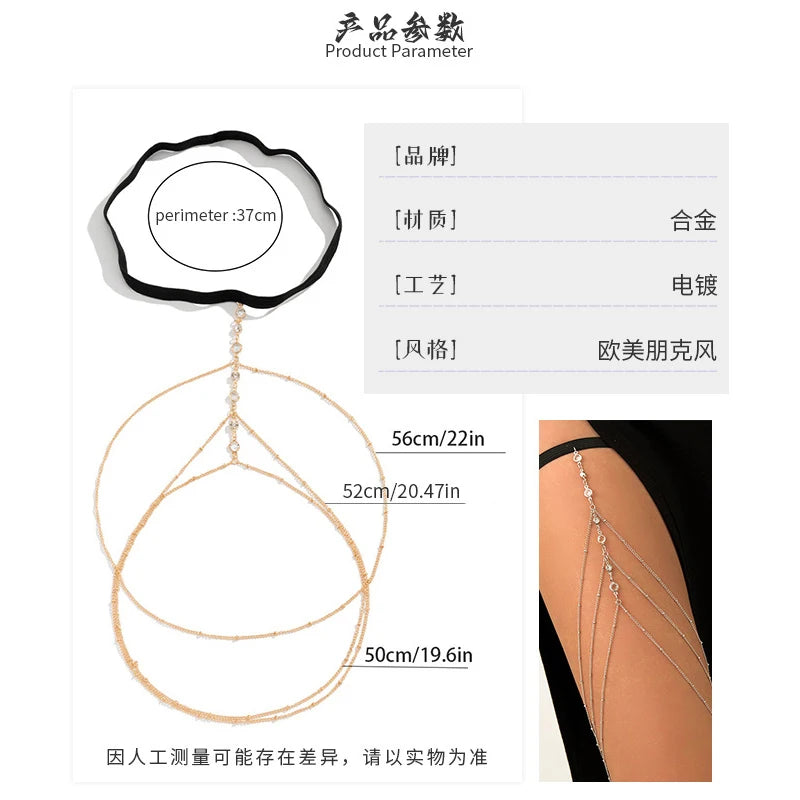 Elastic Band Crystal Leg Thigh Chain