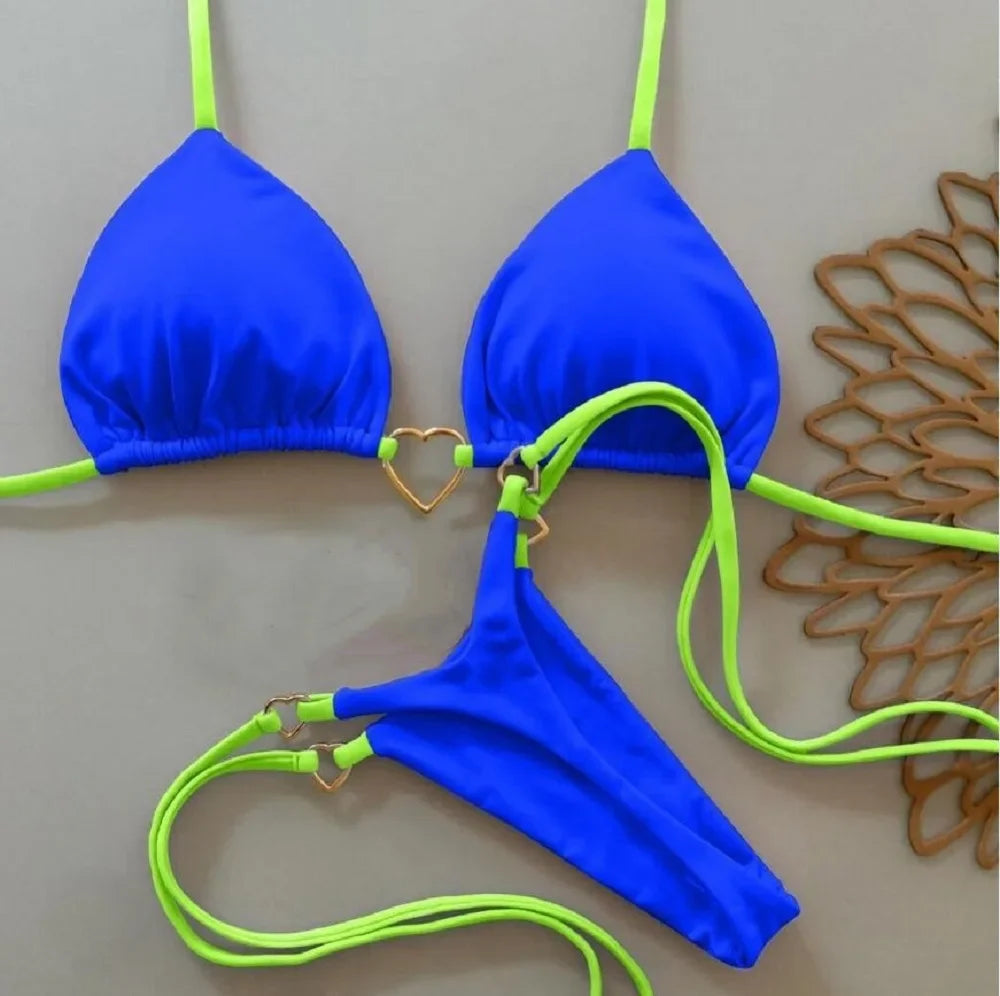 Solid Color Halter Bikini