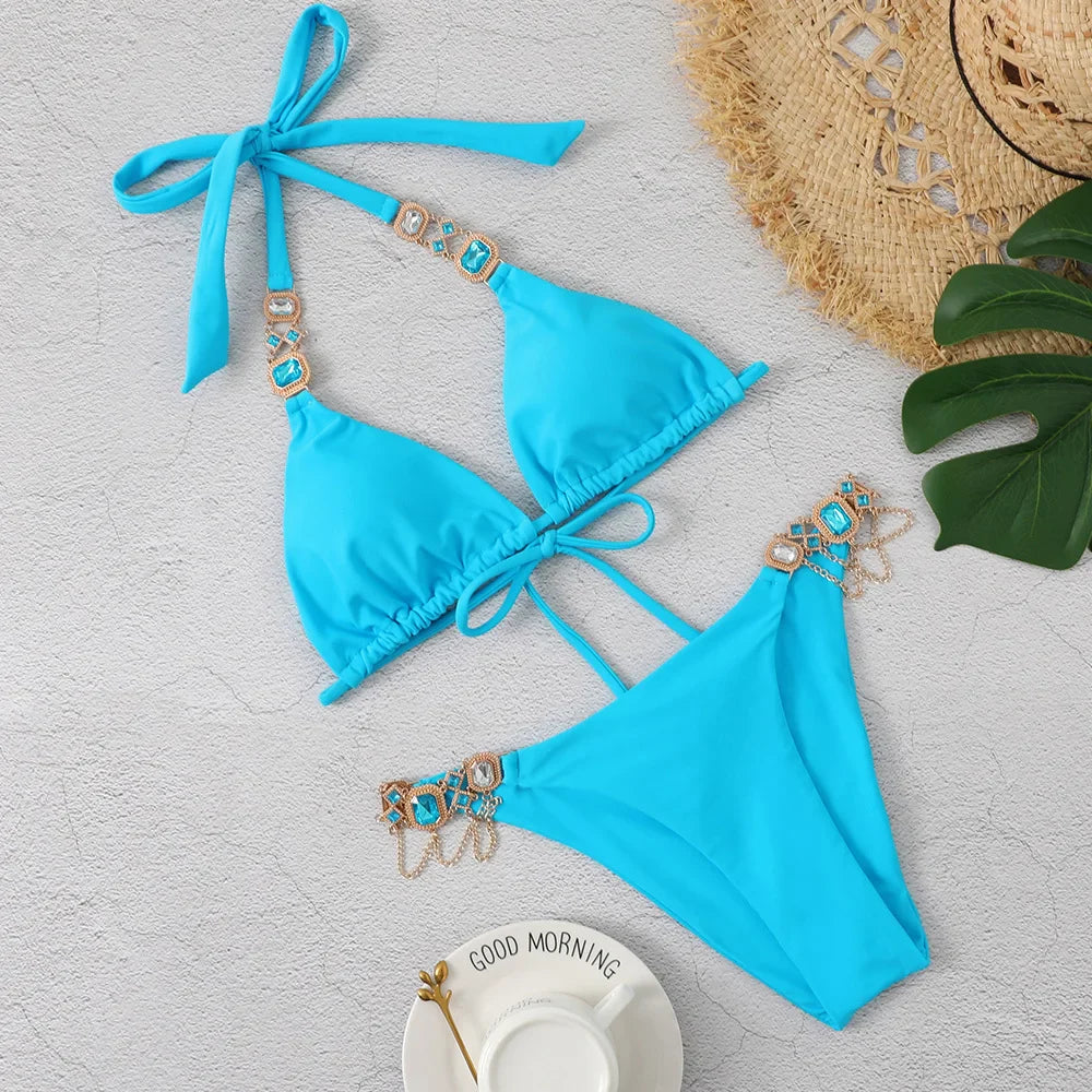 Rhinestone Push-Up Swimsuit