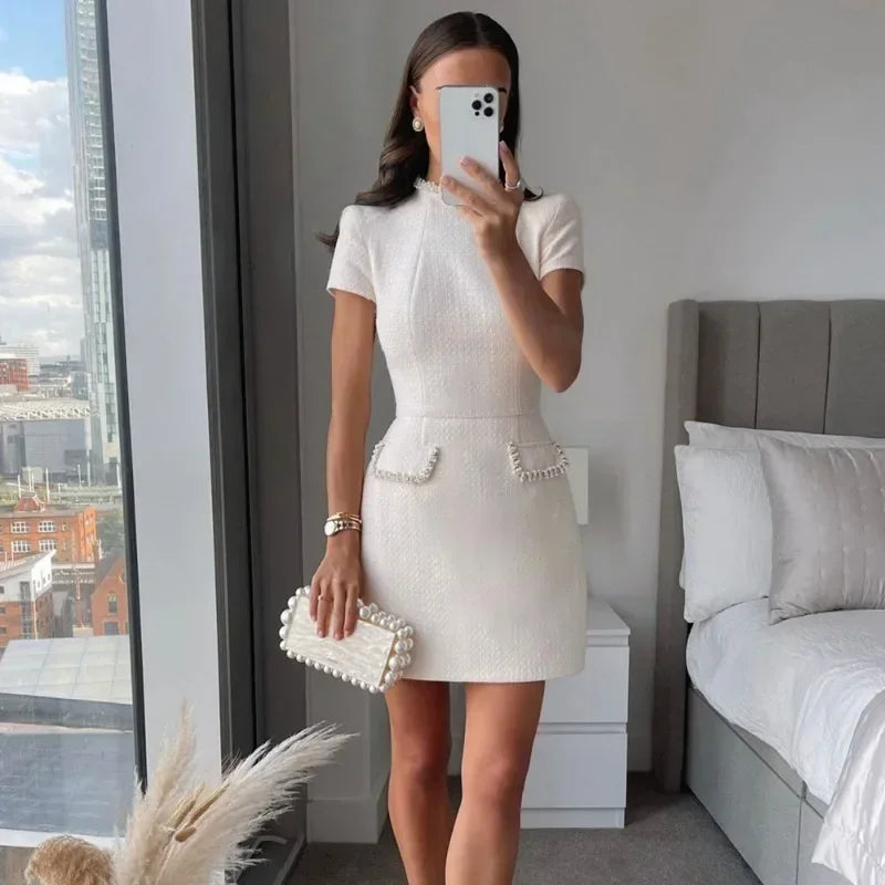 Short Sleeve Patchwork Evening Wear