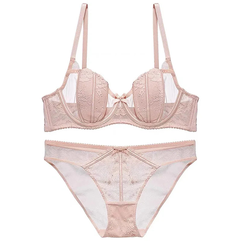 Ultrathin Hollow Lace Bra & Panties Set