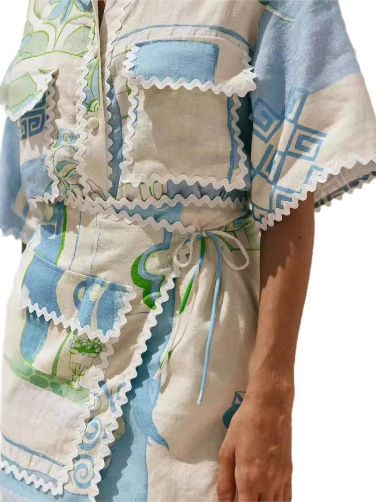 Printed Ruffle Two-Piece Set
