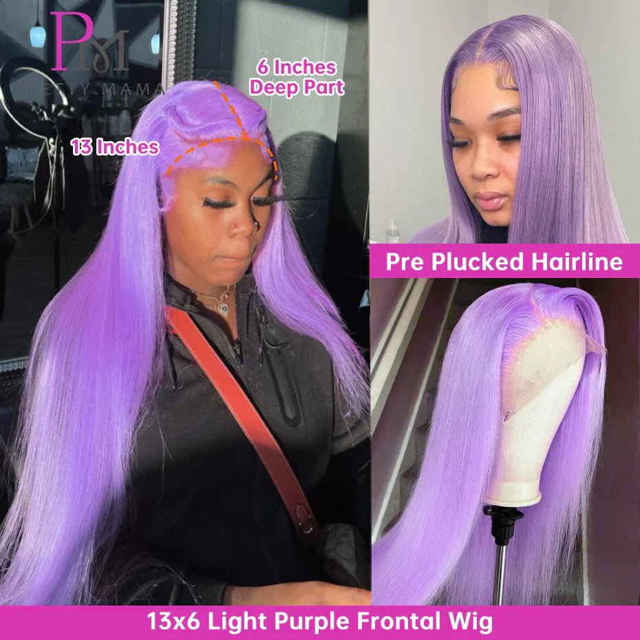 Purple Straight Lace Wig