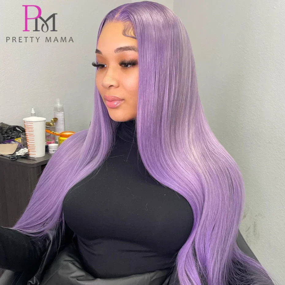 Purple Straight Lace Wig