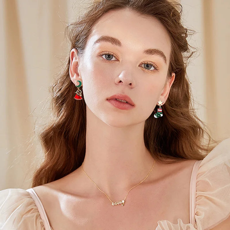 Christmas Green Bowknot Bell Earrings