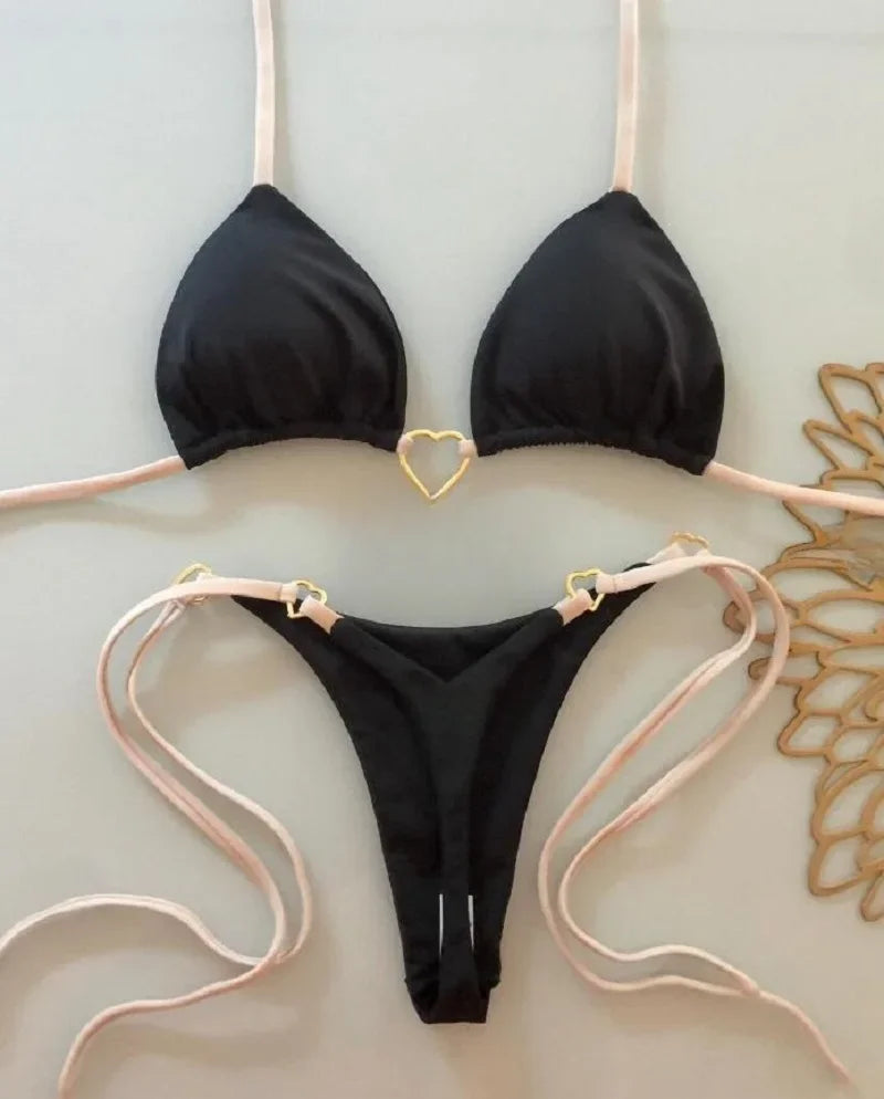 Solid Color Halter Bikini