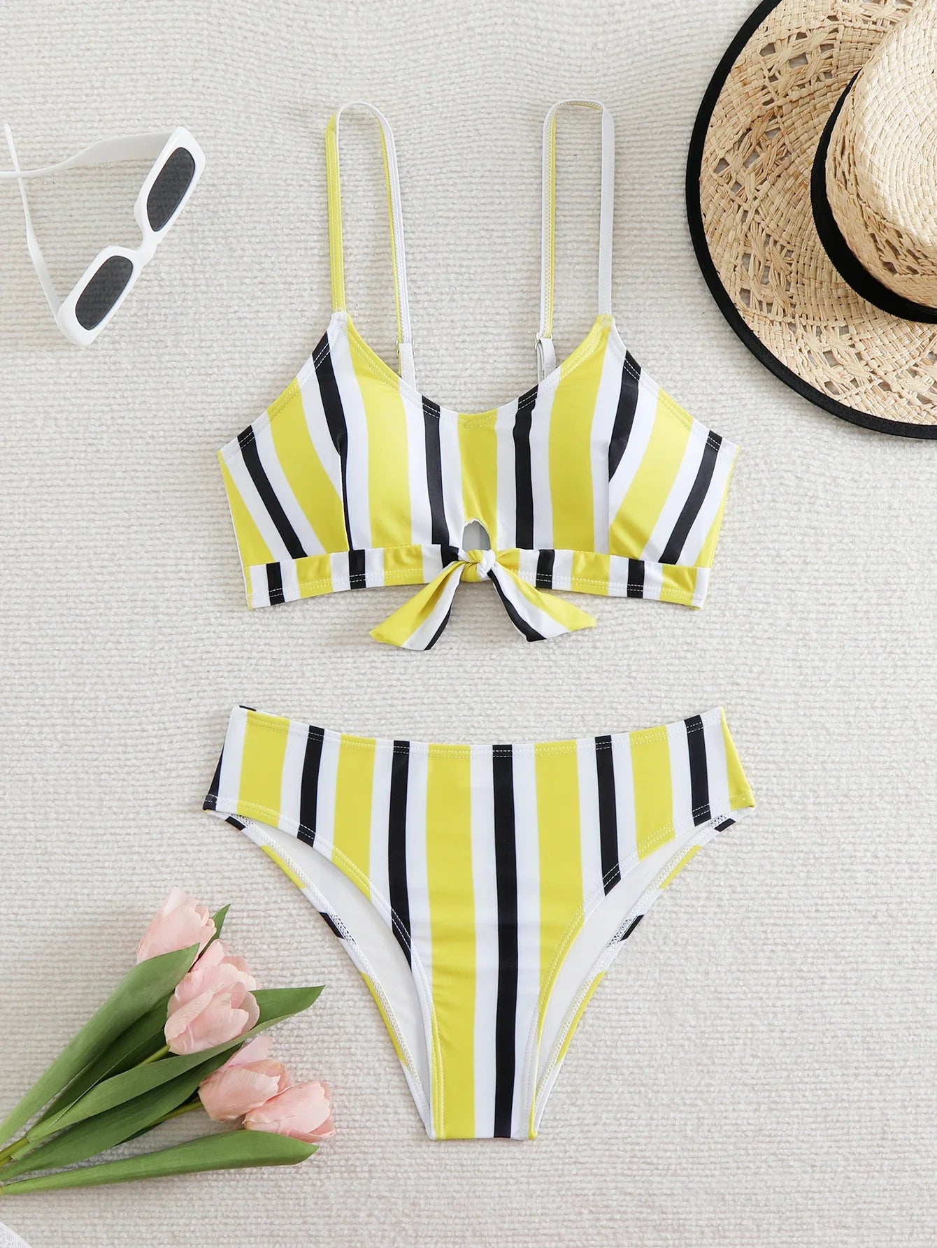 Strappy Striped Swimwear for Women