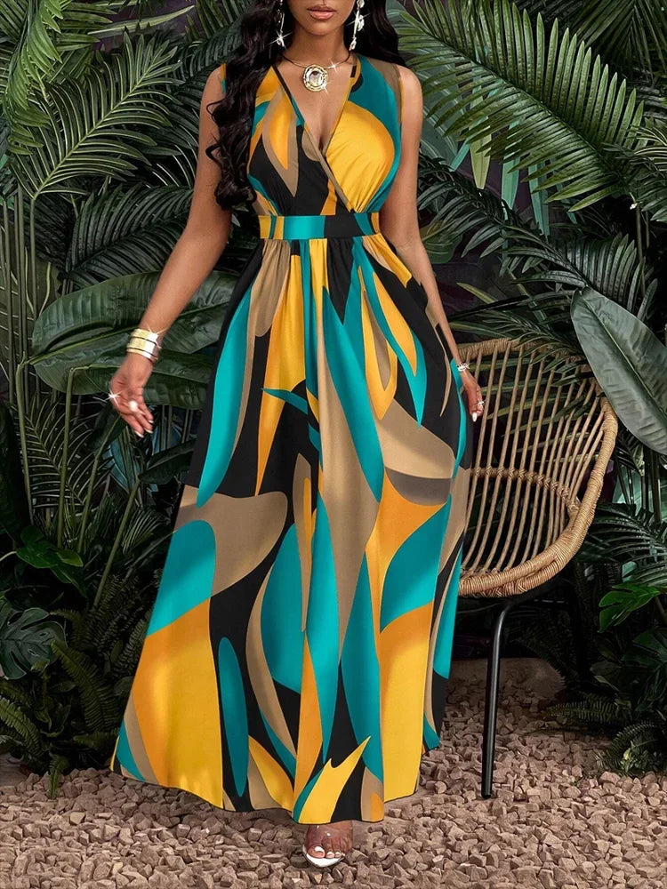Abstract Print Beach Dress