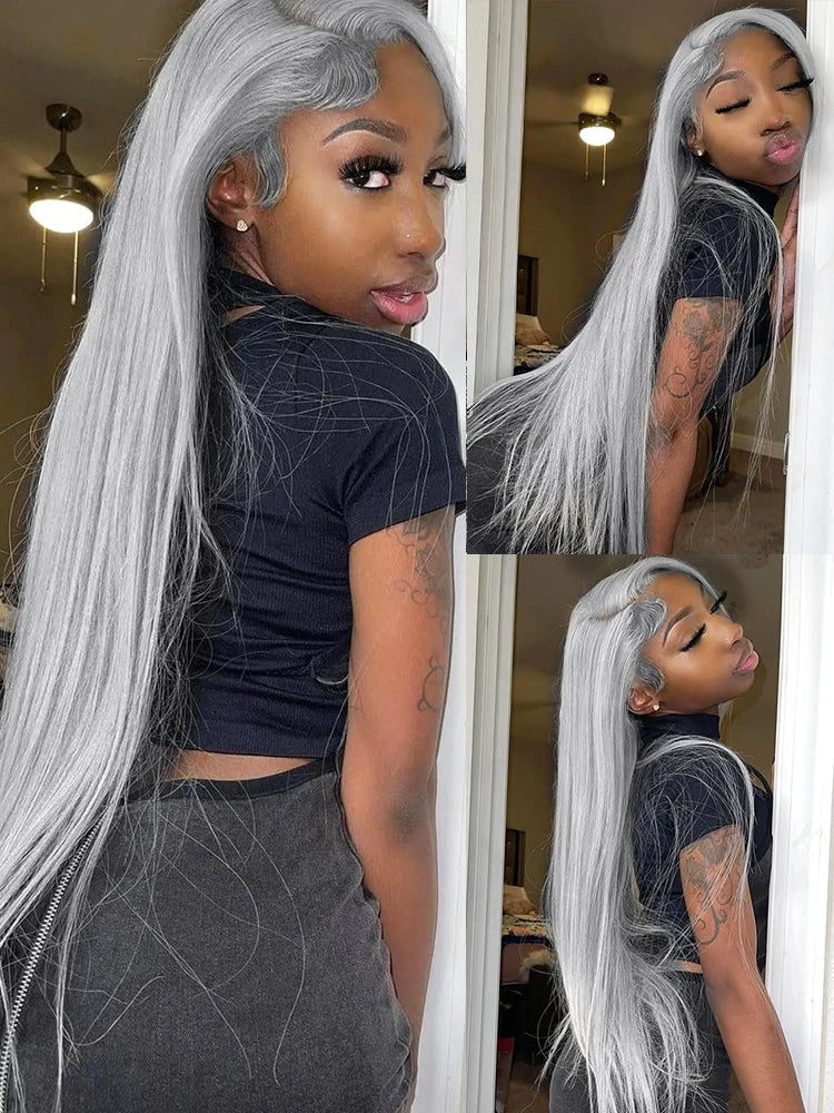 Straight Silver Lace Wig