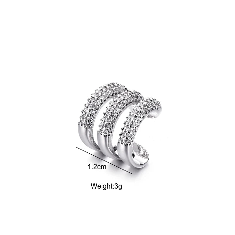 Three Layer C Shape Clip On Earrings