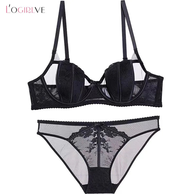 Ultrathin Hollow Lace Bra & Panties Set