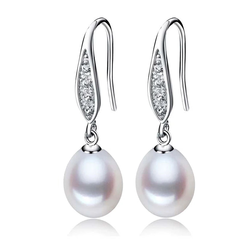 Silver Pearl Drop Earring