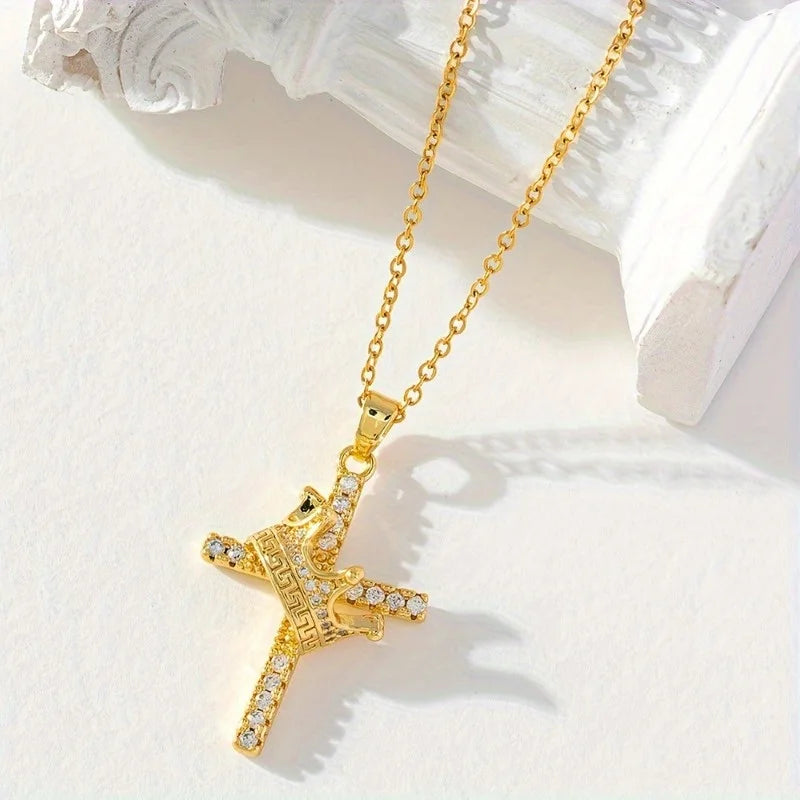 Hip-hop Crown Cross Pendant