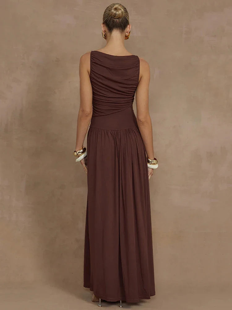 Boat Neck Long Fashion Dress