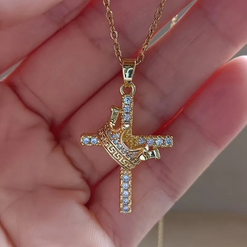 Hip-hop Crown Cross Pendant