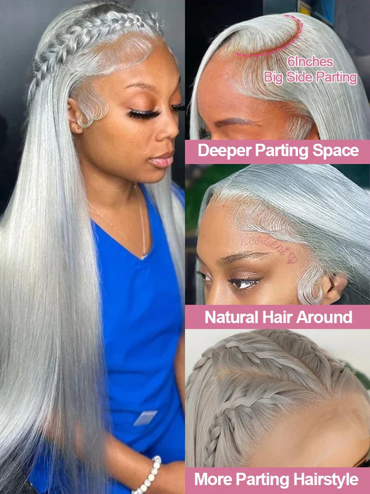 Straight Silver Lace Wig