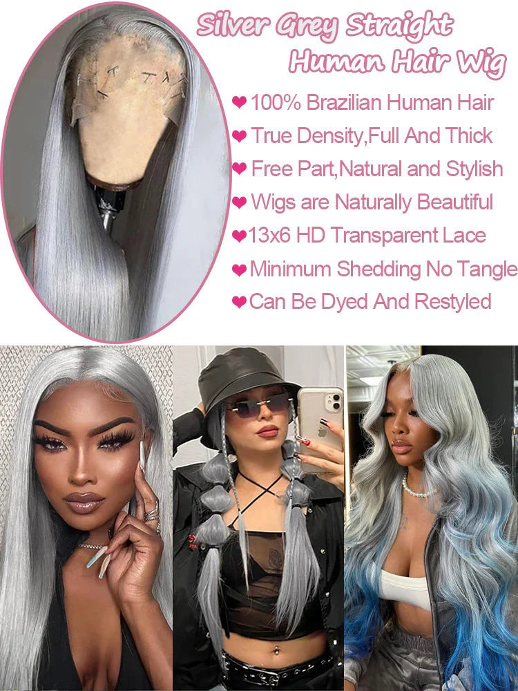 Straight Silver Lace Wig