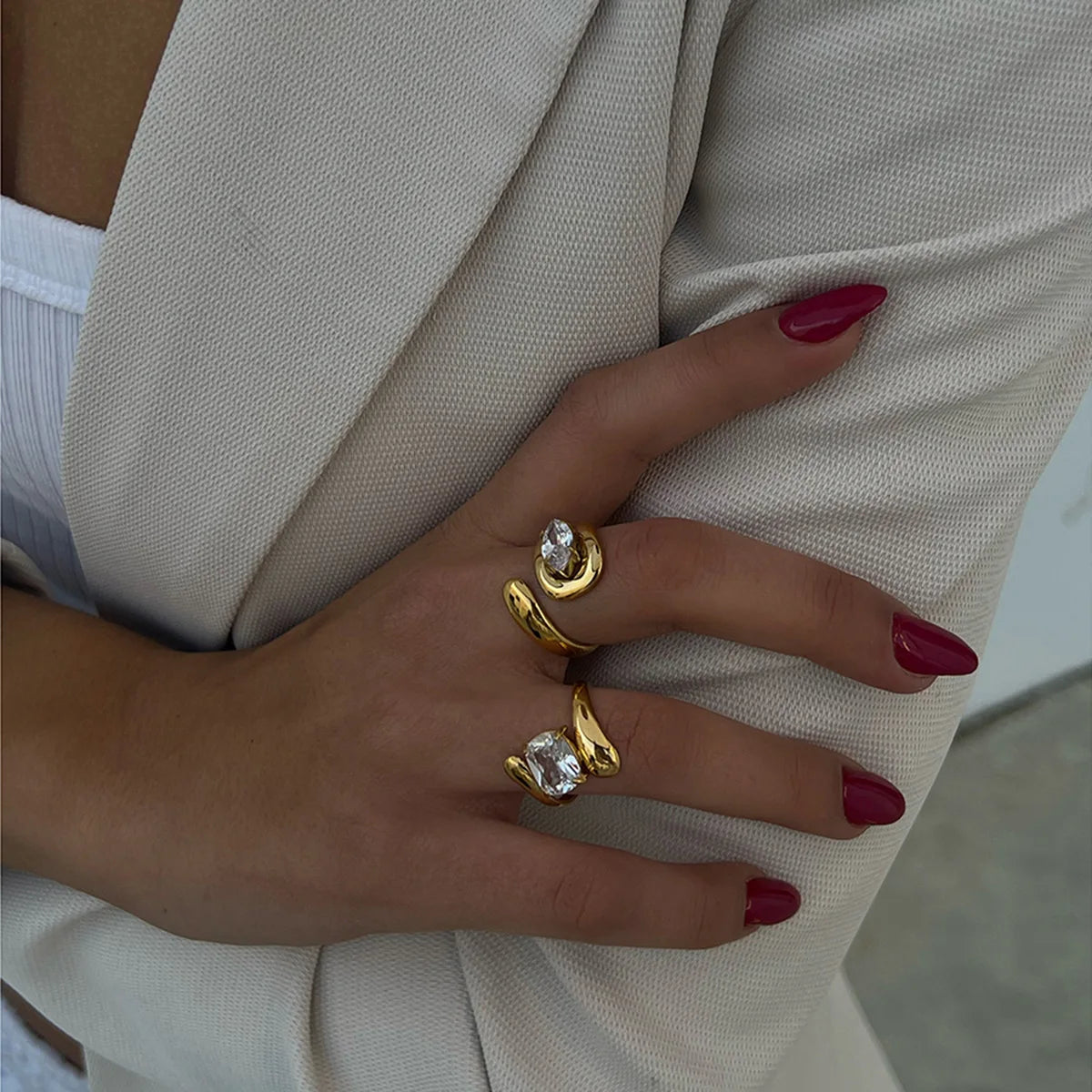 Water Drop Shaped Zircon Rings