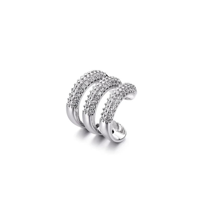 Three Layer C Shape Clip On Earrings