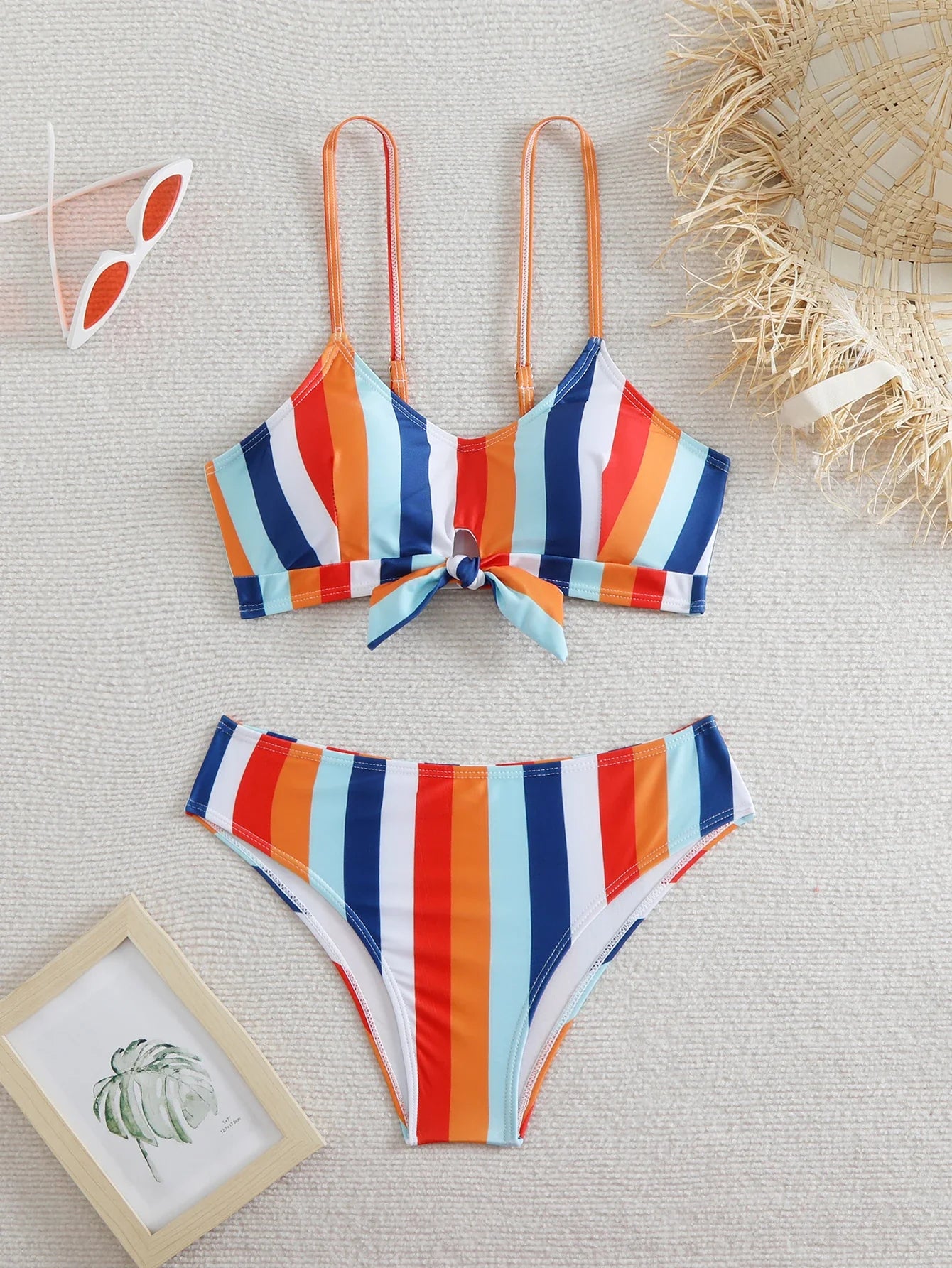 Strappy Striped Swimwear for Women