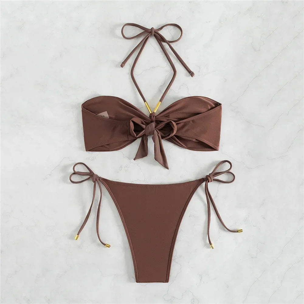Sexy Brown Thong Bikini