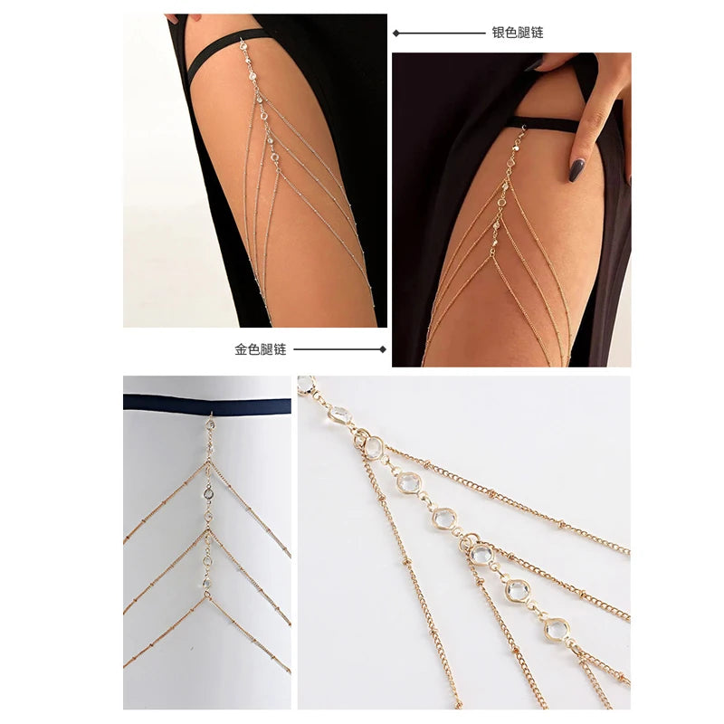 Elastic Band Crystal Leg Thigh Chain