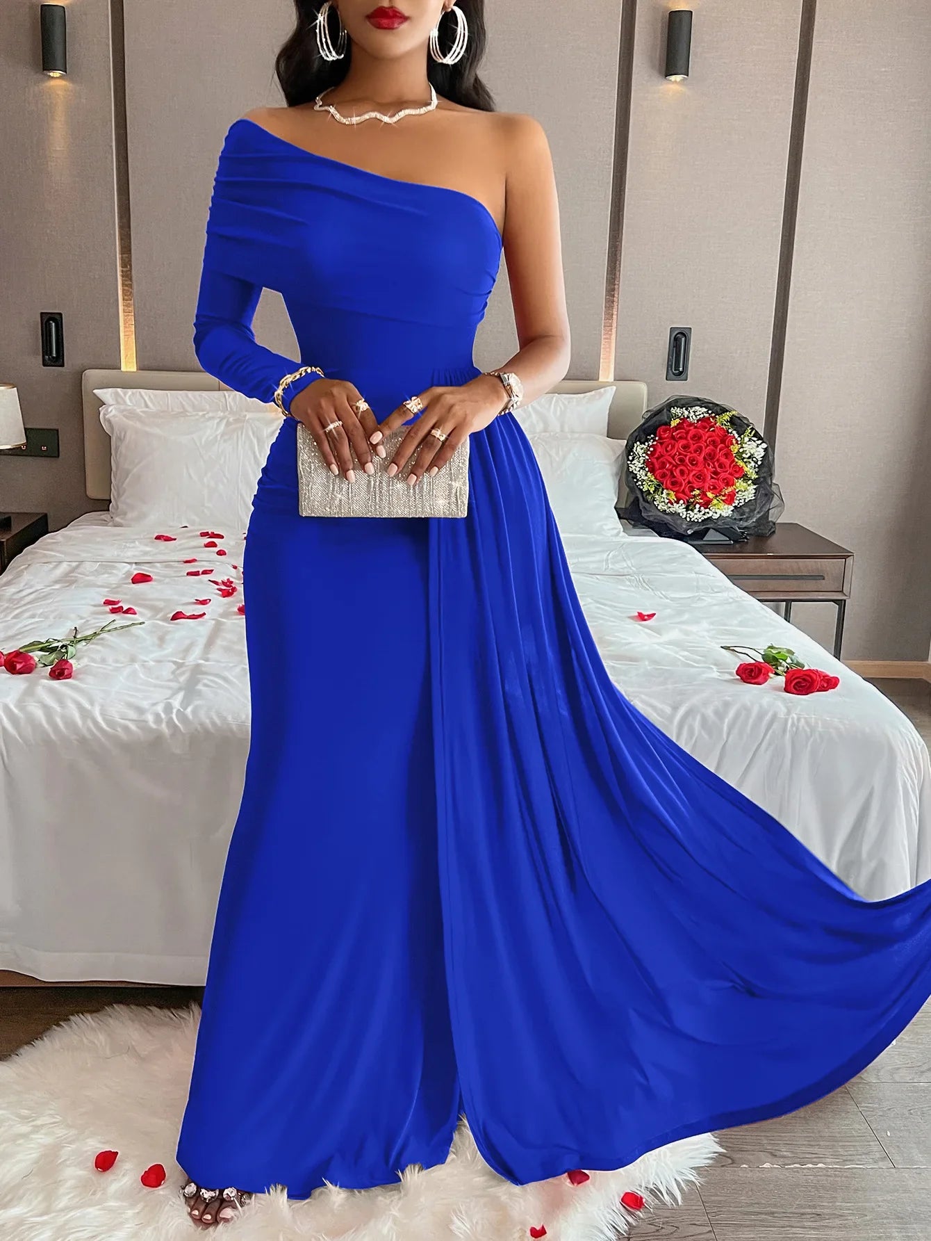 Elegant One-Shoulder Gown