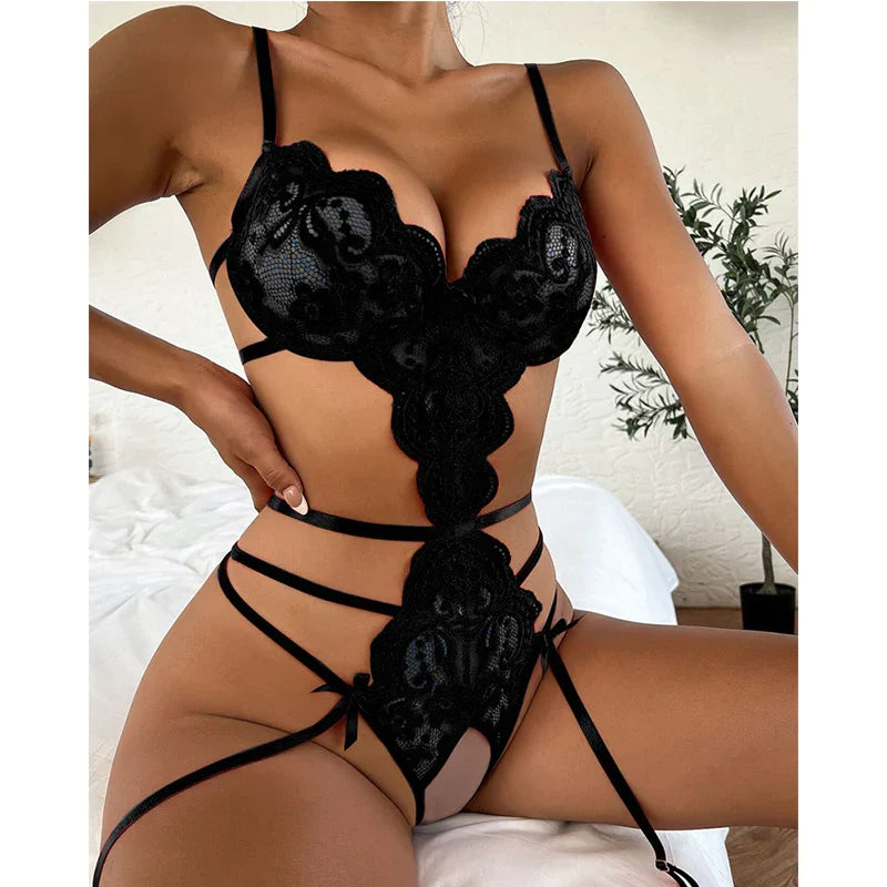 Erotic Lace Bra & Bodysuit Sleepwear