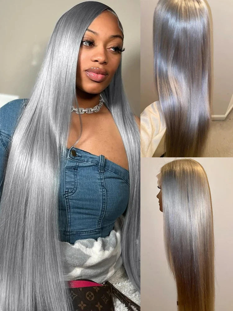 Straight Silver Lace Wig