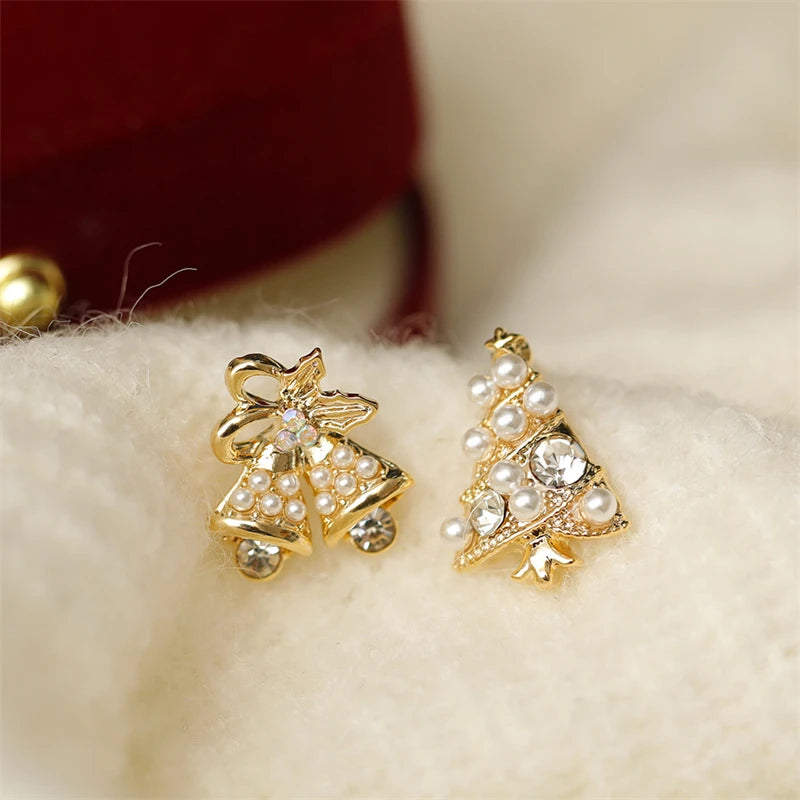 Christmas Green Bowknot Bell Earrings